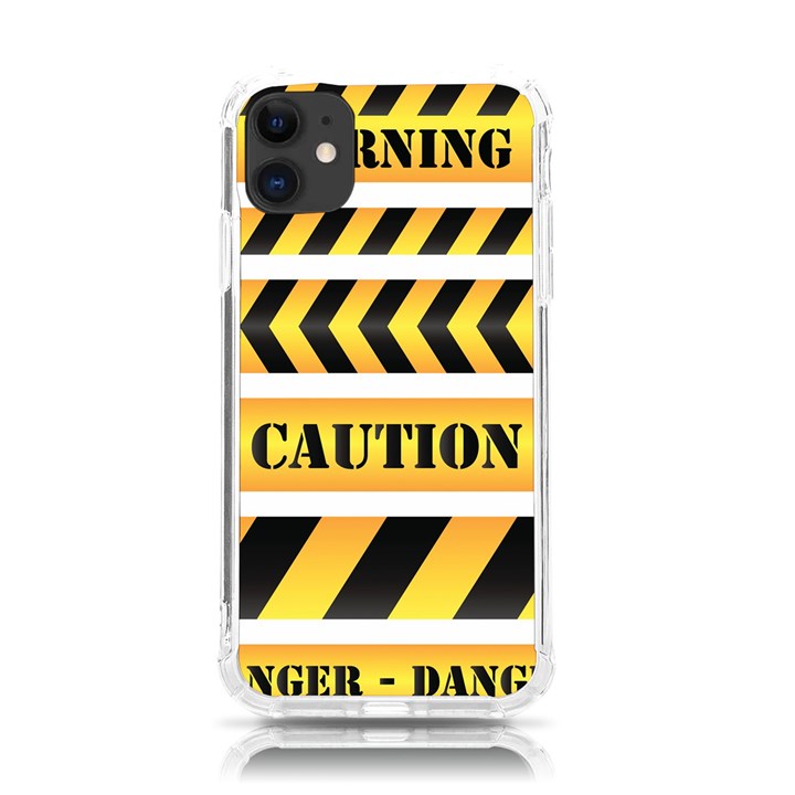 Caution Road Sign Warning Cross Danger Yellow Chevron Line Black iPhone 11 TPU UV Print Case