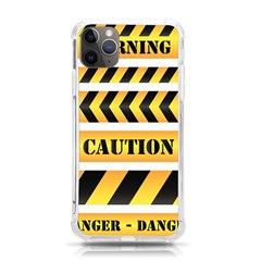 Caution Road Sign Warning Cross Danger Yellow Chevron Line Black Iphone 11 Pro Max 6 5 Inch Tpu Uv Print Case by anzea