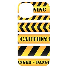 Caution Road Sign Warning Cross Danger Yellow Chevron Line Black Iphone 14 Black Uv Print Case