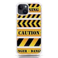 Caution Road Sign Warning Cross Danger Yellow Chevron Line Black Iphone 14 Tpu Uv Print Case by anzea