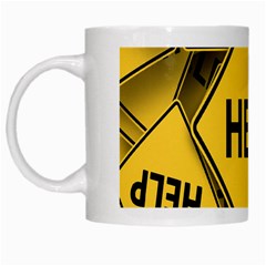 Caution Road Sign Help Cross Yellow White Mug by anzea