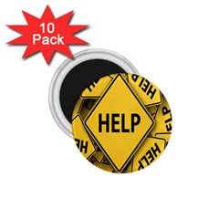 Caution Road Sign Help Cross Yellow 1 75  Magnets (10 Pack)  by anzea