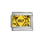 Caution Road Sign Help Cross Yellow Italian Charm (9mm) Front