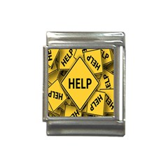 Caution Road Sign Help Cross Yellow Italian Charm (13mm) by anzea