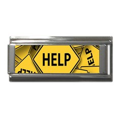 Caution Road Sign Help Cross Yellow Superlink Italian Charm (9mm)