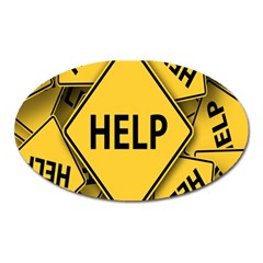 Caution Road Sign Help Cross Yellow Oval Magnet by anzea