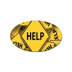 Caution Road Sign Help Cross Yellow Sticker Oval (10 Pack) by anzea