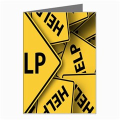 Caution Road Sign Help Cross Yellow Greeting Card by anzea