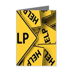 Caution Road Sign Help Cross Yellow Mini Greeting Card by anzea