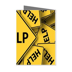 Caution Road Sign Help Cross Yellow Mini Greeting Cards (pkg Of 8) by anzea