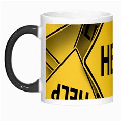 Caution Road Sign Help Cross Yellow Morph Mug by anzea