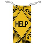 Caution Road Sign Help Cross Yellow Jewelry Bag Front