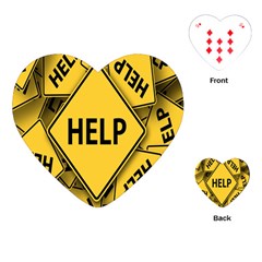 Caution Road Sign Help Cross Yellow Playing Cards Single Design (heart)