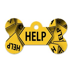 Caution Road Sign Help Cross Yellow Dog Tag Bone (two Sides) by anzea