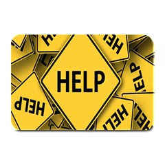 Caution Road Sign Help Cross Yellow Plate Mats by anzea