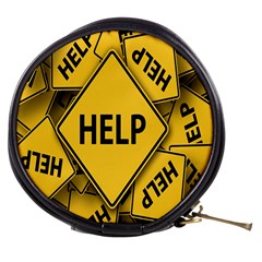 Caution Road Sign Help Cross Yellow Mini Makeup Bag by anzea