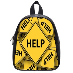 Caution Road Sign Help Cross Yellow School Bag (small) by anzea