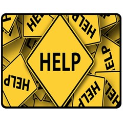 Caution Road Sign Help Cross Yellow Fleece Blanket (medium) by anzea