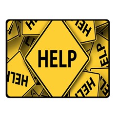 Caution Road Sign Help Cross Yellow Fleece Blanket (small) by anzea