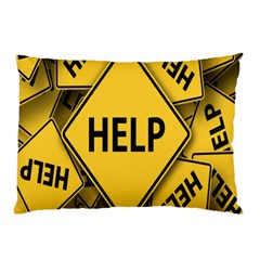 Caution Road Sign Help Cross Yellow Pillow Case (two Sides) by anzea