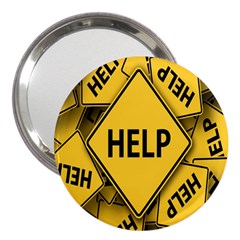 Caution Road Sign Help Cross Yellow 3  Handbag Mirrors by anzea