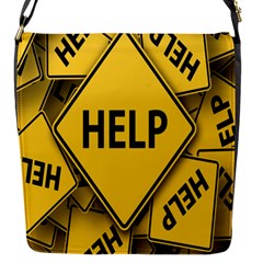 Caution Road Sign Help Cross Yellow Flap Closure Messenger Bag (s) by anzea