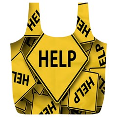 Caution Road Sign Help Cross Yellow Full Print Recycle Bag (xl) by anzea