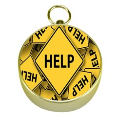 Caution Road Sign Help Cross Yellow Gold Compasses by anzea