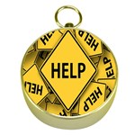 Caution Road Sign Help Cross Yellow Gold Compasses Front