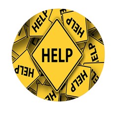 Caution Road Sign Help Cross Yellow Mini Round Pill Box by anzea