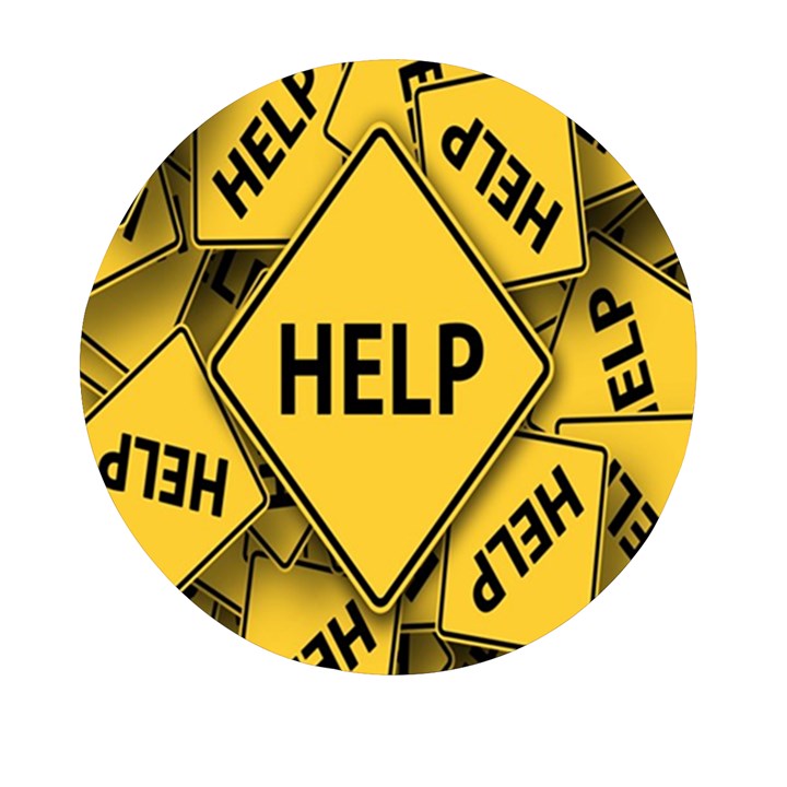 Caution Road Sign Help Cross Yellow Mini Round Pill Box