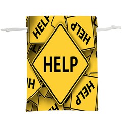 Caution Road Sign Help Cross Yellow Lightweight Drawstring Pouch (xl) by anzea