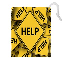 Caution Road Sign Help Cross Yellow Drawstring Pouch (5xl) by anzea