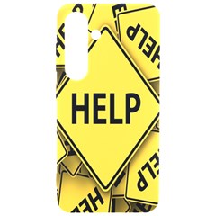 Caution Road Sign Help Cross Yellow Samsung Galaxy S24 6 2 Inch Black Tpu Uv Case by anzea