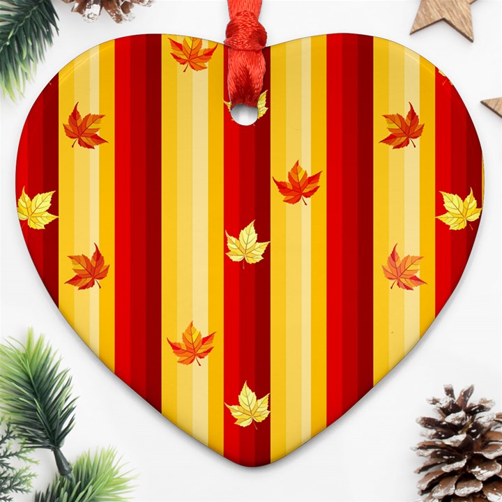 Autumn Fall Leaves Vertical Ornament (Heart)