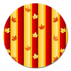 Autumn Fall Leaves Vertical Magnet 5  (round) by anzea