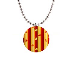 Autumn Fall Leaves Vertical 1  Button Necklace by anzea