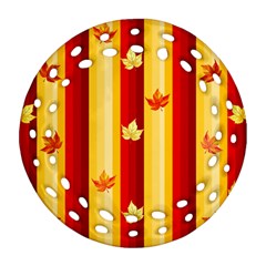 Autumn Fall Leaves Vertical Ornament (round Filigree)