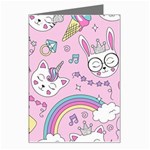 Beautiful Cute Animals Pattern Pink Greeting Card Left