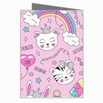 Beautiful Cute Animals Pattern Pink Greeting Card Right