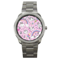 Beautiful Cute Animals Pattern Pink Sport Metal Watch