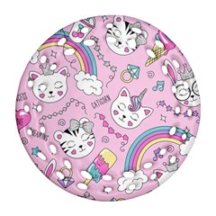 Beautiful Cute Animals Pattern Pink Ornament (round Filigree) by Grandong