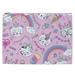 Beautiful Cute Animals Pattern Pink Cosmetic Bag (XXL) Front