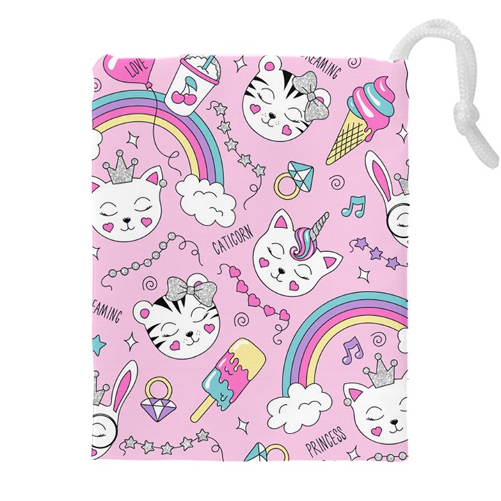 Beautiful Cute Animals Pattern Pink Drawstring Pouch (5XL)