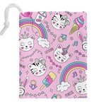 Beautiful Cute Animals Pattern Pink Drawstring Pouch (5XL) Back