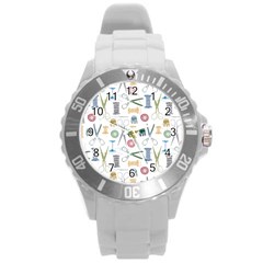 Pattern Seamless Texture Sewing Round Plastic Sport Watch (l)