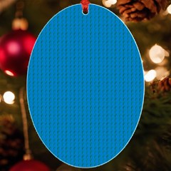 Blue Lego Texture Macro, Blue Dots Background, Lego Uv Print Acrylic Ornament Oval by kyorashop23