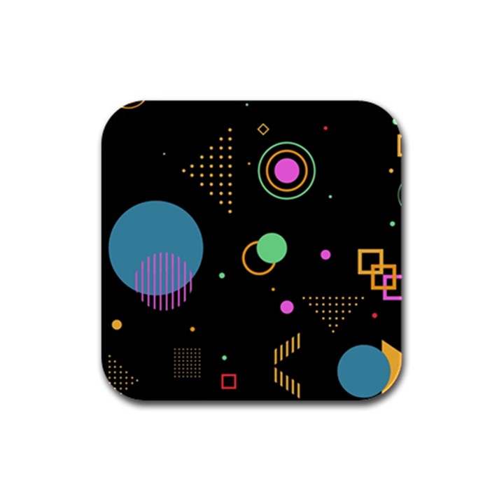 Colartive, Aesthetic, Amoled, Black, Colorful, Desenho Rubber Square Coaster (4 pack)