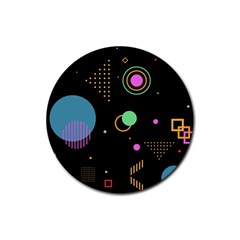 Colartive, Aesthetic, Amoled, Black, Colorful, Desenho Rubber Round Coaster (4 Pack) by kyorashop23