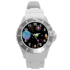 Colartive, Aesthetic, Amoled, Black, Colorful, Desenho Round Plastic Sport Watch (l) by kyorashop23